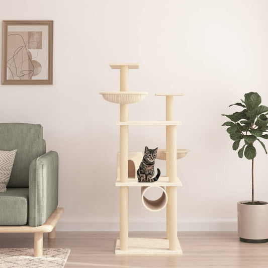 Berkfield Cat Tree with Sisal Scratching Posts Cream 141 cm