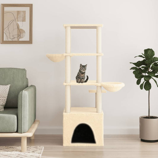 Berkfield Cat Tree with Sisal Scratching Posts Cream 147 cm