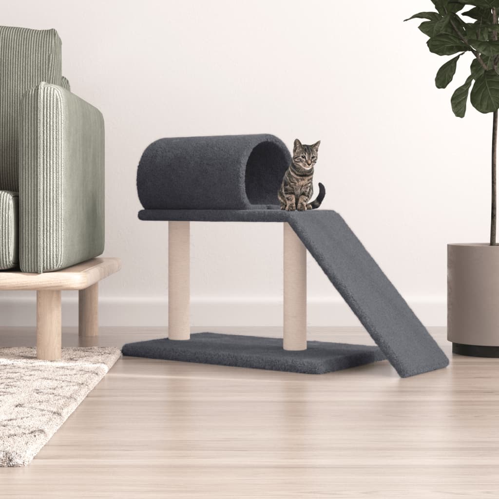 Berkfield Cat Scratching Posts with Tunnel and Ladder Dark Grey 55.5 cm