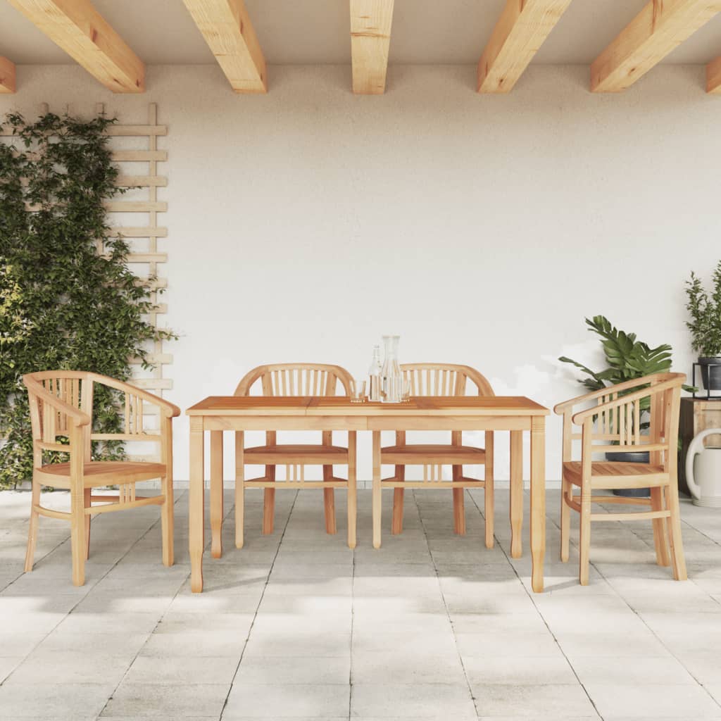 Berkfield 5 Piece Garden Dining Set Solid Wood Teak