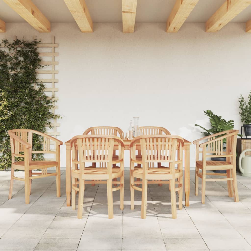 Berkfield 7 Piece Garden Dining Set Solid Wood Teak