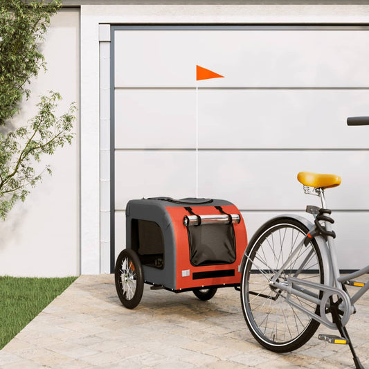 Berkfield Dog Bike Trailer Orange and Grey Oxford Fabric and Iron
