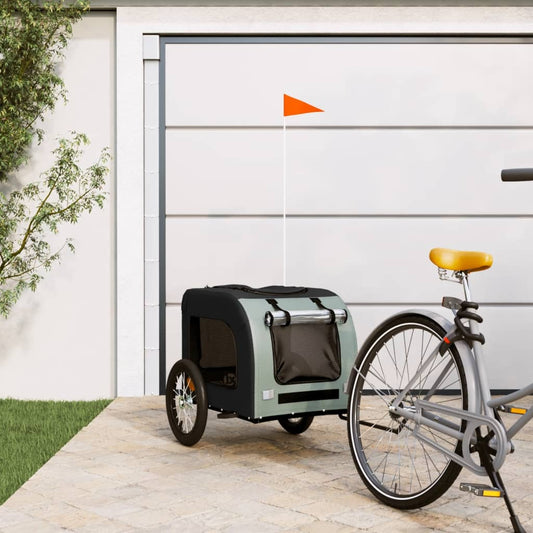 Berkfield Dog Bike Trailer Black and Grey Oxford Fabric and Iron