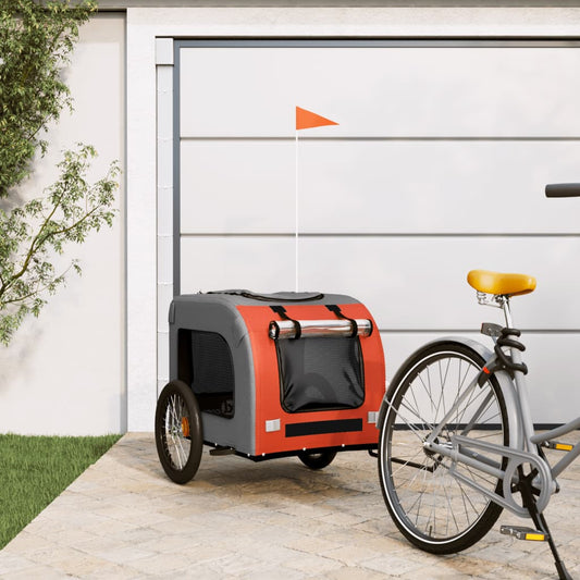 Berkfield Dog Bike Trailer Orange and Grey Oxford Fabric&Iron