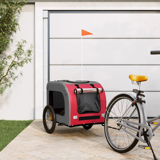 Berkfield Dog Bike Trailer Red and Grey Oxford Fabric&Iron