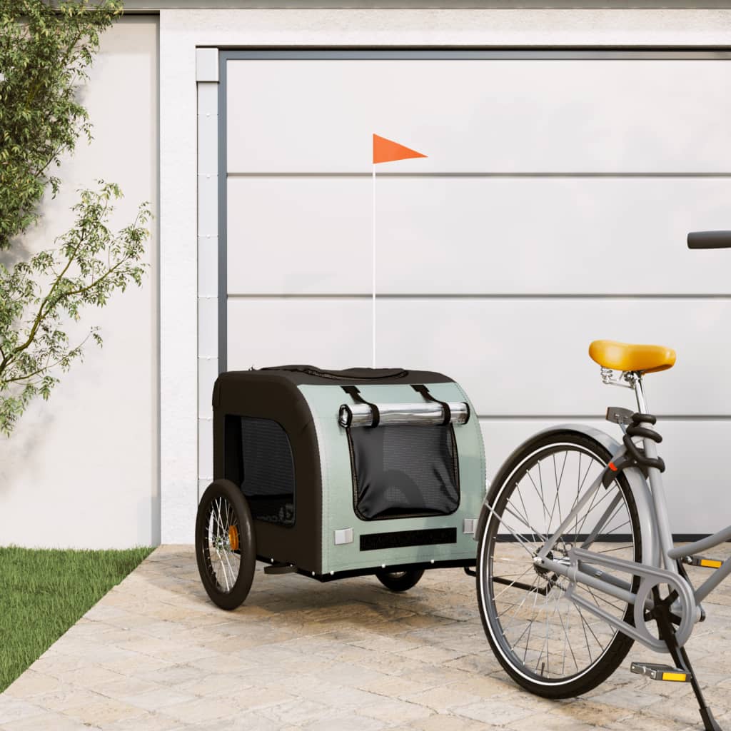 Berkfield Dog Bike Trailer Grey and Black Oxford Fabric&Iron