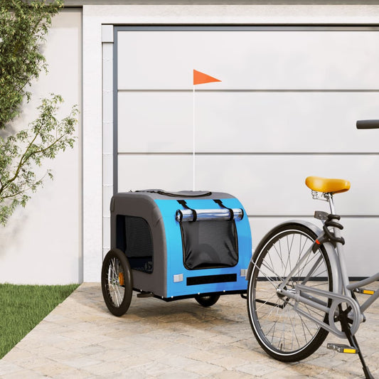Berkfield Dog Bike Trailer Blue and Grey Oxford Fabric&Iron