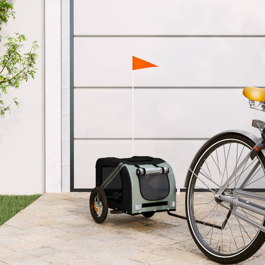 Berkfield Dog Bike Trailer Grey and Black Oxford Fabric and Iron