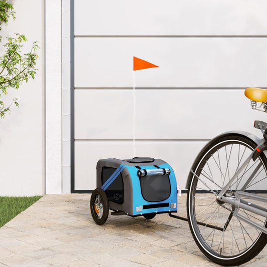 Berkfield Dog Bike Trailer Blue and Grey Oxford Fabric and Iron