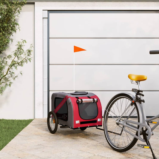 Berkfield Dog Bike Trailer Red and Grey Oxford Fabric and Iron