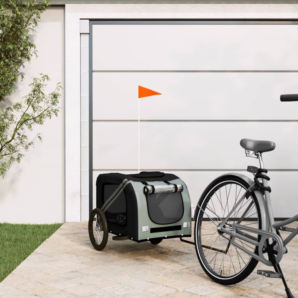 Berkfield Dog Bike Trailer Black and Grey Oxford Fabric and Iron
