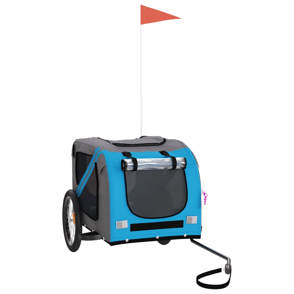 Berkfield Dog Bike Trailer Blue and Grey Oxford Fabric and Iron