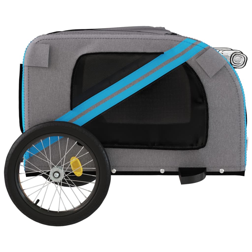 Berkfield Dog Bike Trailer Blue and Grey Oxford Fabric and Iron