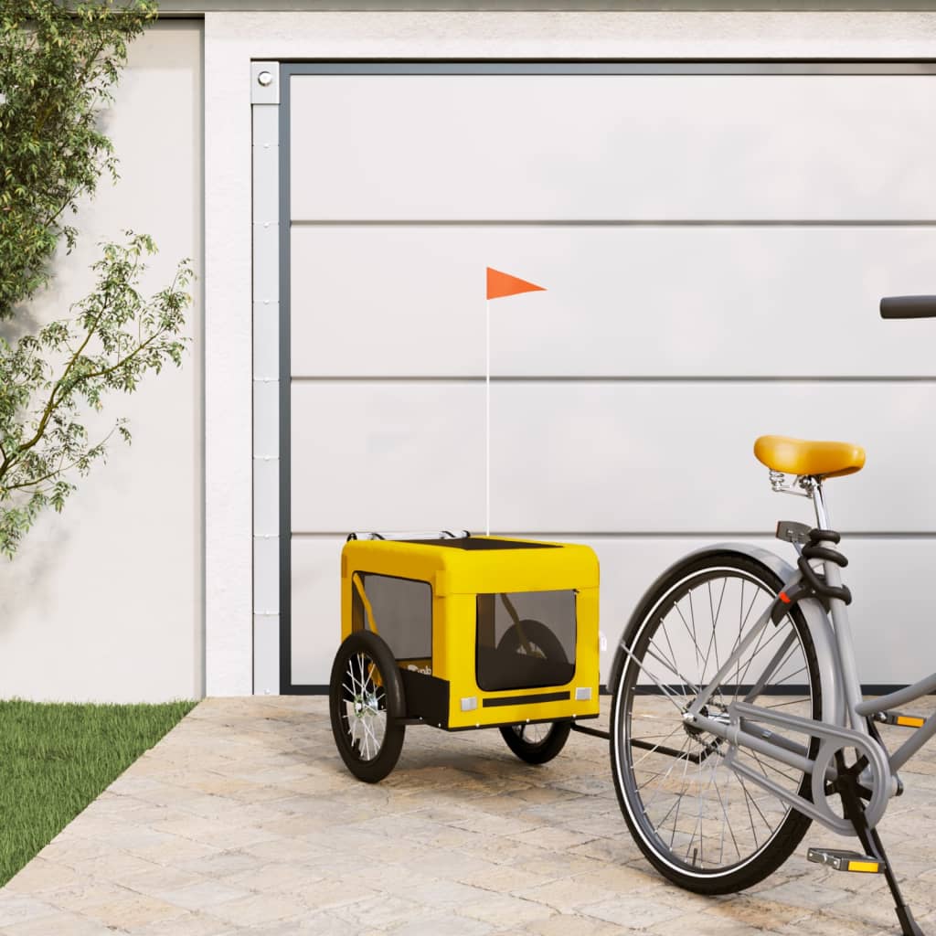 Berkfield Dog Bike Trailer Yellow and Black Oxford Fabric&Iron