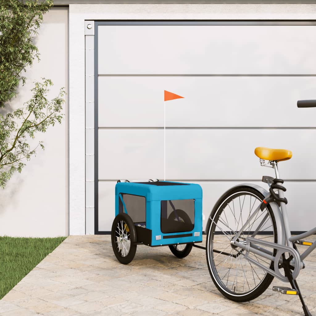 Berkfield Dog Bike Trailer Blue and Black Oxford Fabric&Iron