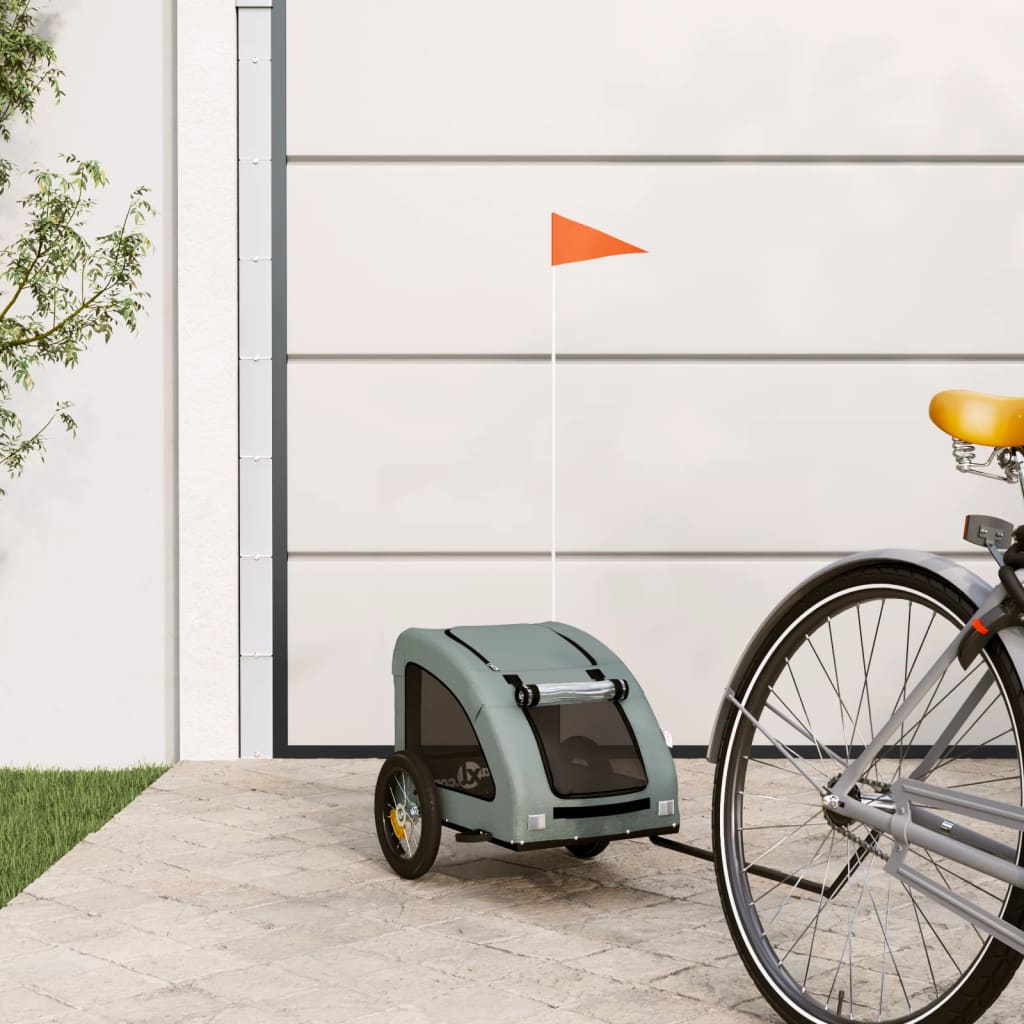 Berkfield Dog Bike Trailer Grey Oxford Fabric and Iron