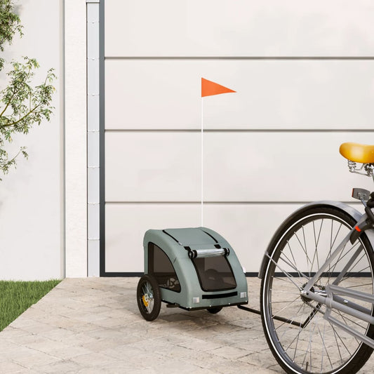 Berkfield Dog Bike Trailer Grey Oxford Fabric and Iron