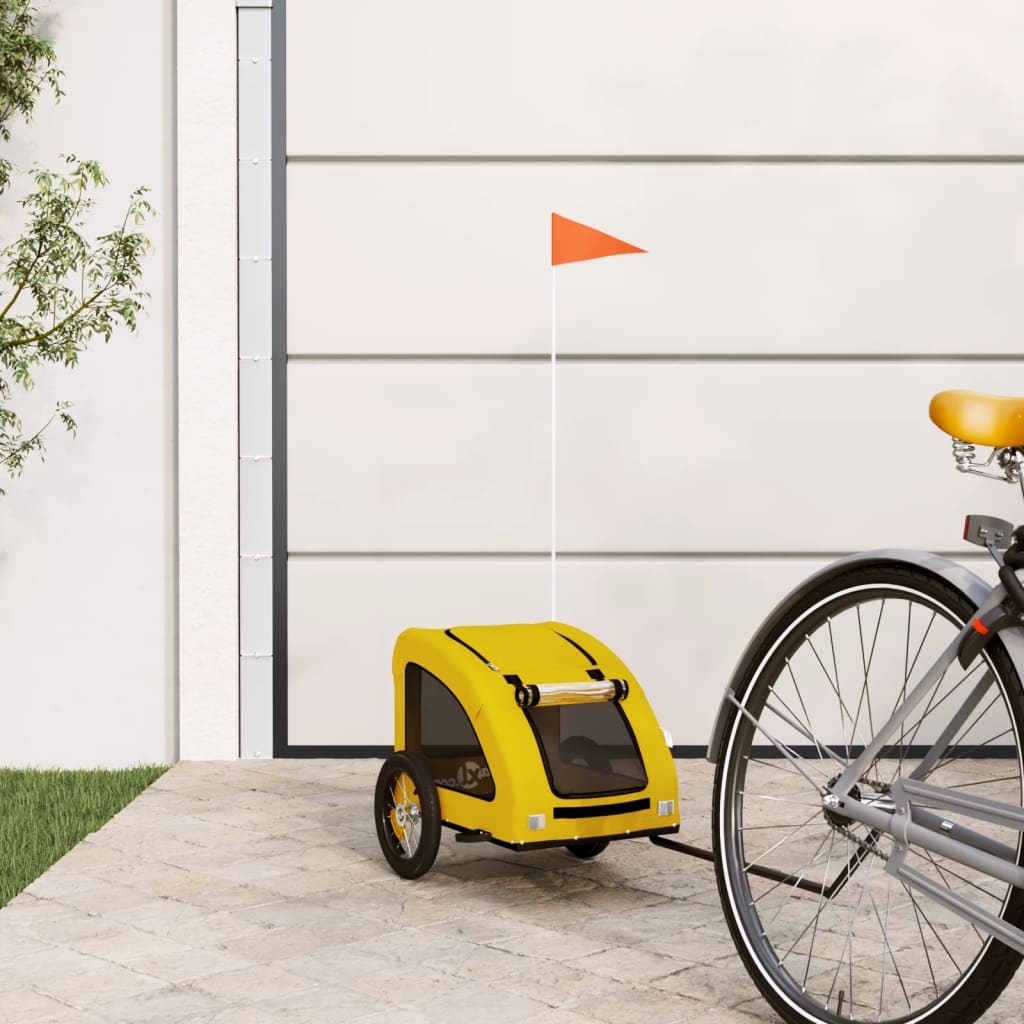 Berkfield Dog Bike Trailer Yellow Oxford Fabric and Iron
