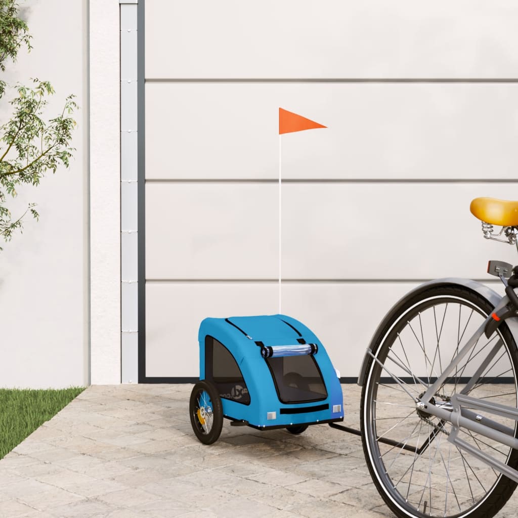 Berkfield Dog Bike Trailer Blue Oxford Fabric and Iron