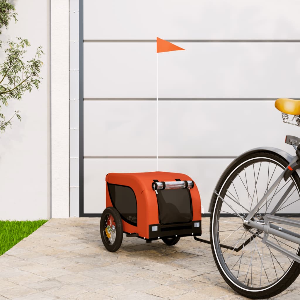 Berkfield Dog Bike Trailer Orange and Black Oxford Fabric and Iron