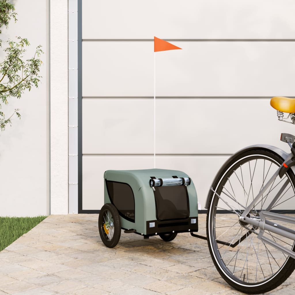 Berkfield Dog Bike Trailer Grey and Black Oxford Fabric and Iron