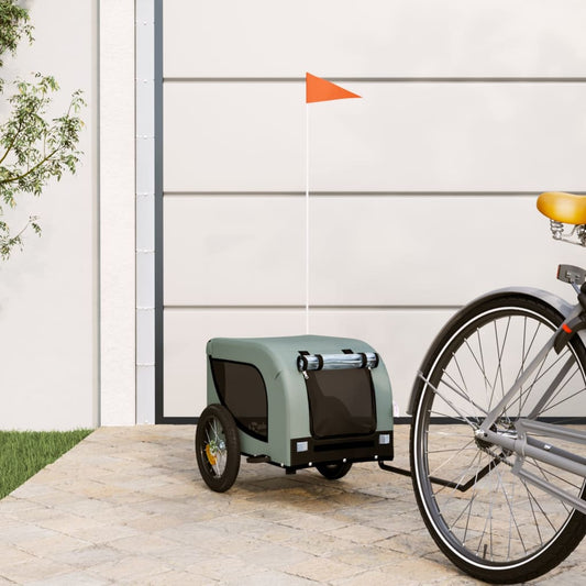 Berkfield Dog Bike Trailer Grey and Black Oxford Fabric and Iron
