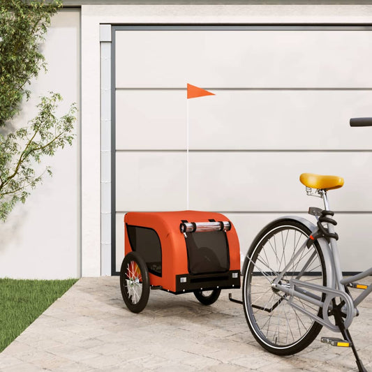 Berkfield Dog Bike Trailer Orange and Black Oxford Fabric and Iron