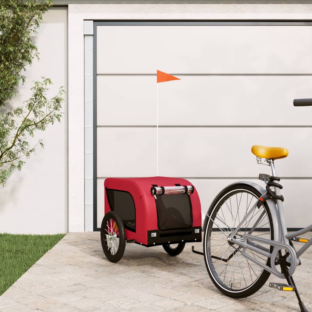 Berkfield Dog Bike Trailer Red and Black Oxford Fabric and Iron