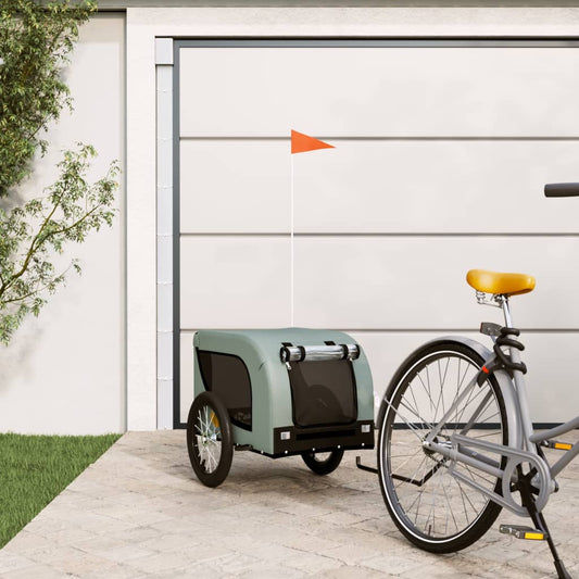 Berkfield Dog Bike Trailer Grey and Black Oxford Fabric and Iron