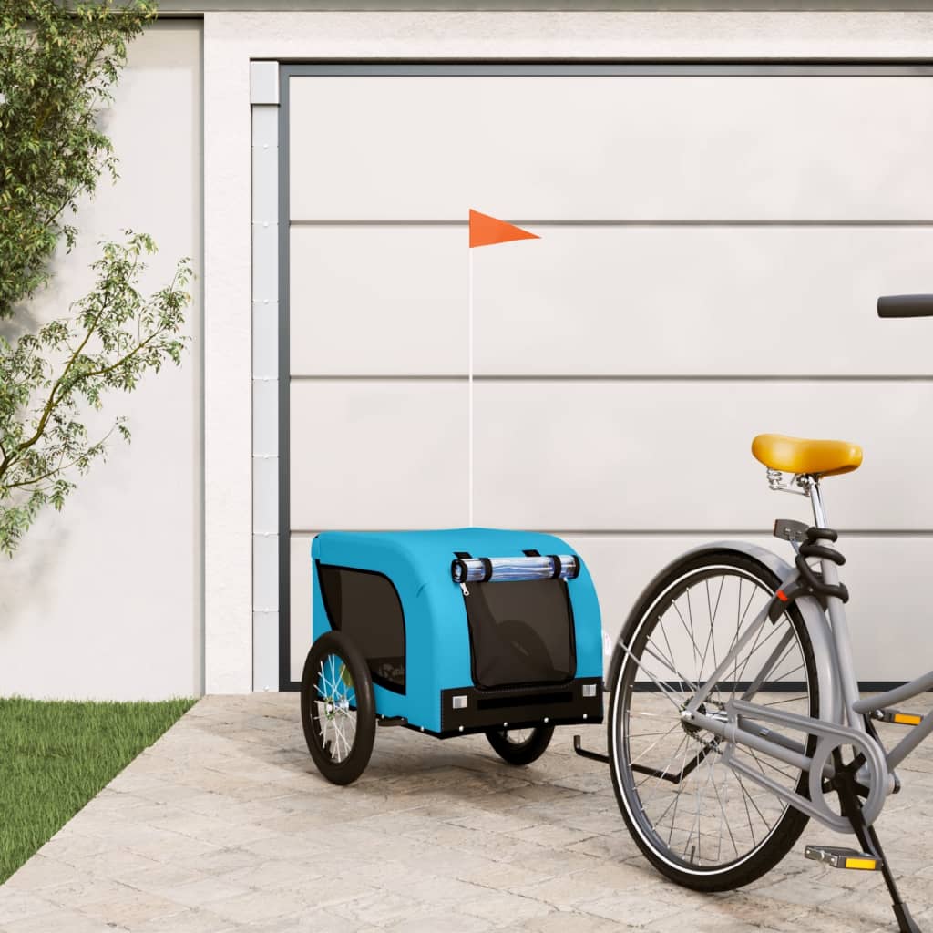 Berkfield Dog Bike Trailer Blue and Black Oxford Fabric and Iron