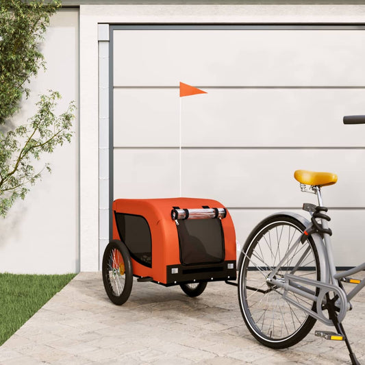 Berkfield Dog Bike Trailer Orange and Black Oxford Fabric and Iron