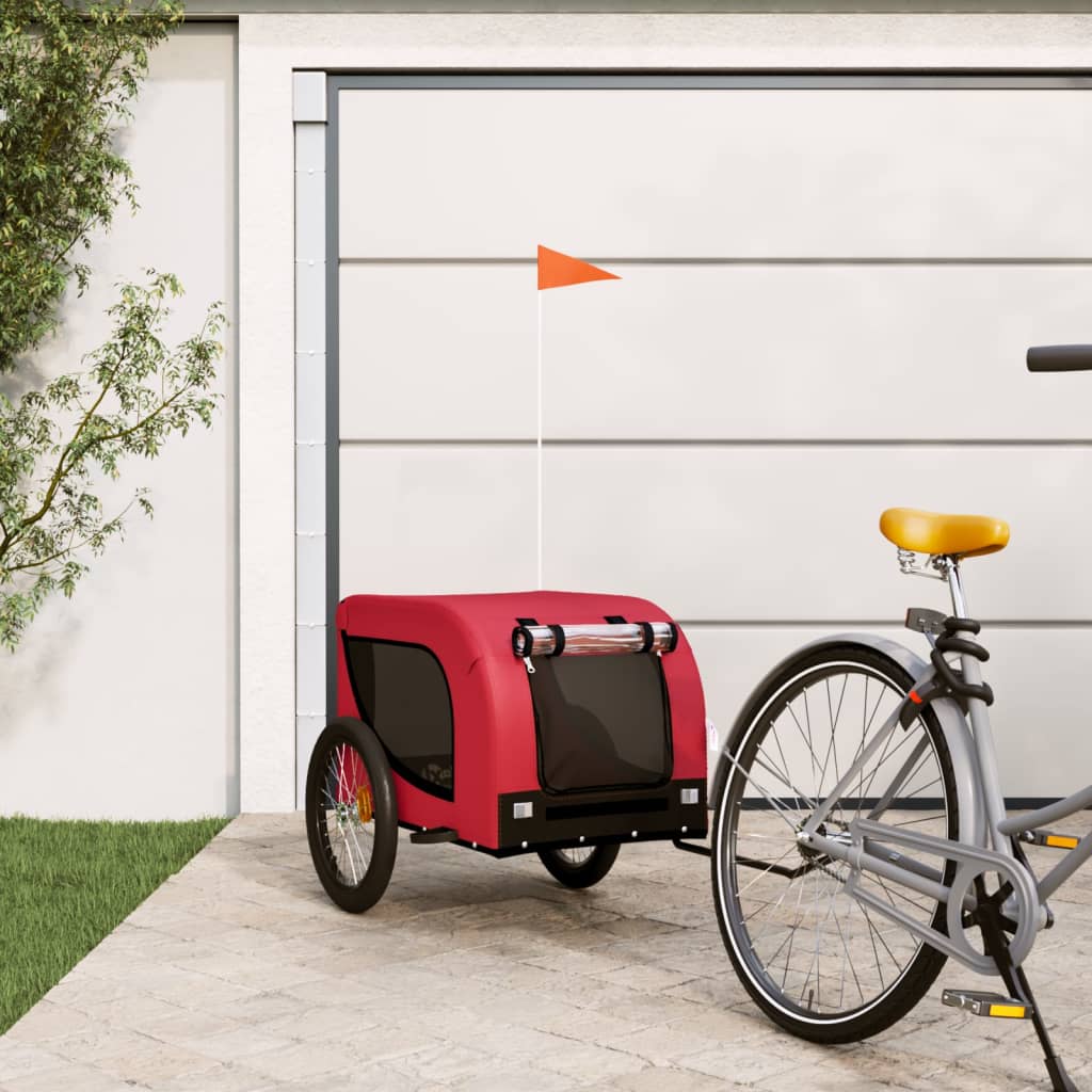 Berkfield Dog Bike Trailer Red and Black Oxford Fabric and Iron
