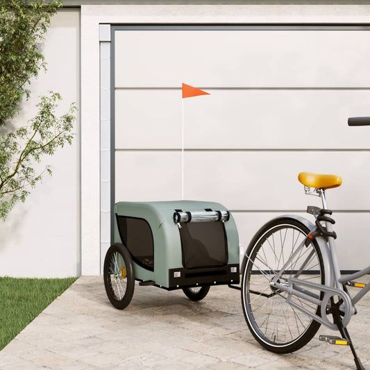 Berkfield Dog Bike Trailer Grey and Black Oxford Fabric and Iron