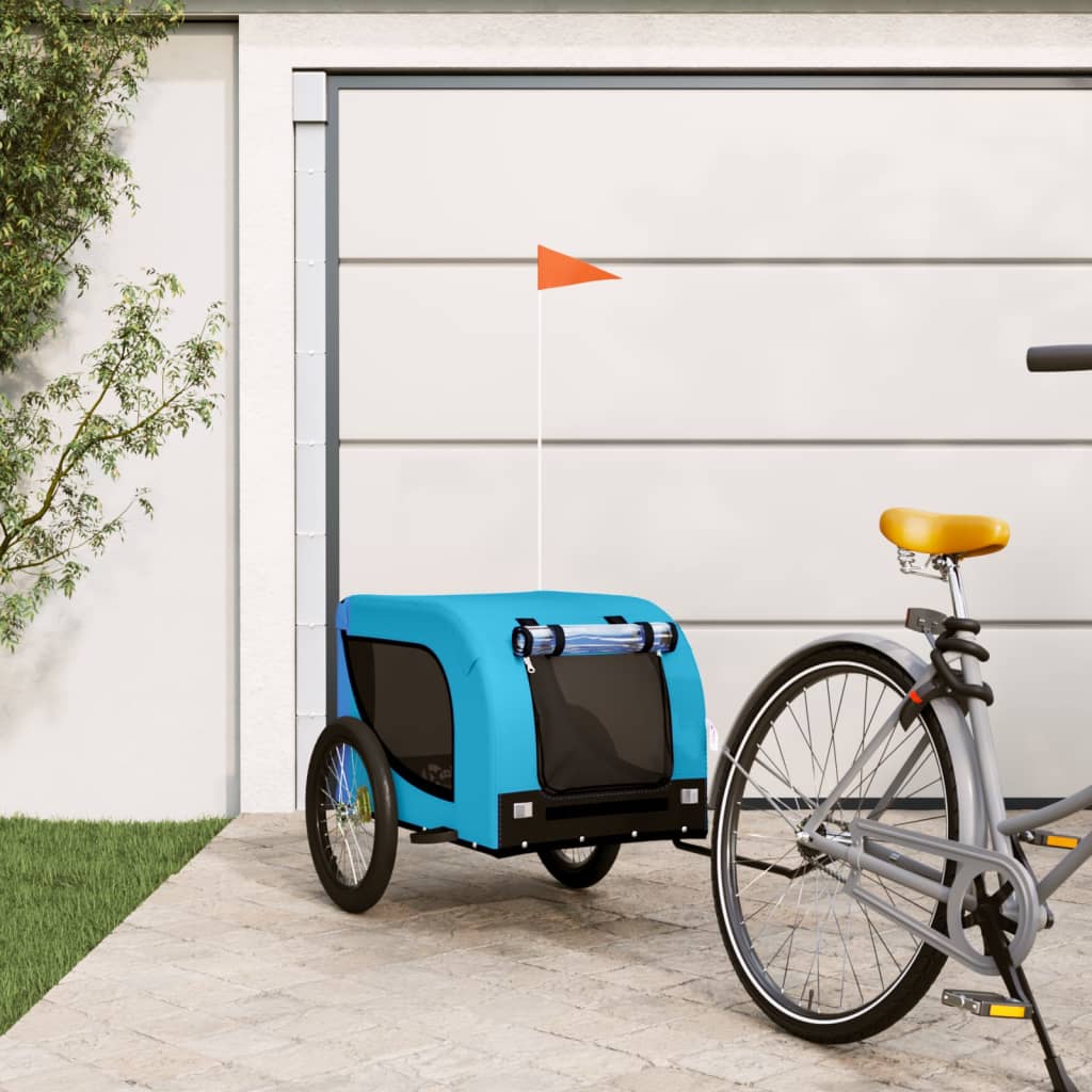 Berkfield Dog Bike Trailer Blue and Black Oxford Fabric and Iron