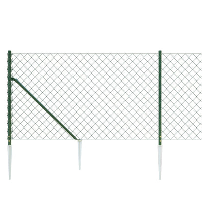Berkfield Chain Link Fence with Spike Anchors Green 0.8x10 m