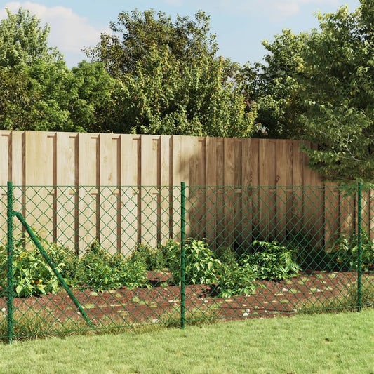Berkfield Chain Link Fence with Spike Anchors Green 0.8x10 m