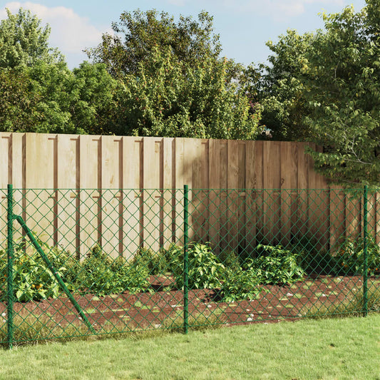 Berkfield Chain Link Fence with Spike Anchors Green 1x10 m
