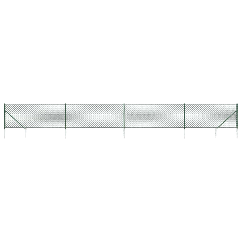 Berkfield Chain Link Fence with Spike Anchors Green 1.1x10 m