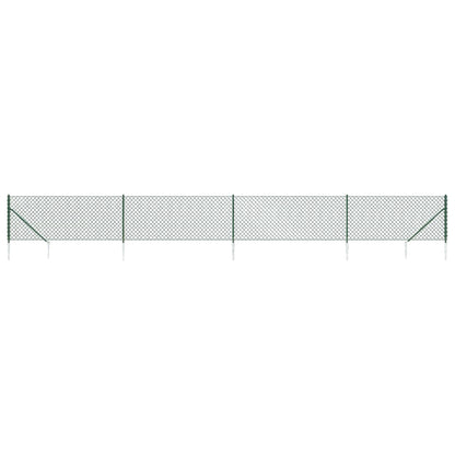 Berkfield Chain Link Fence with Spike Anchors Green 1.1x10 m