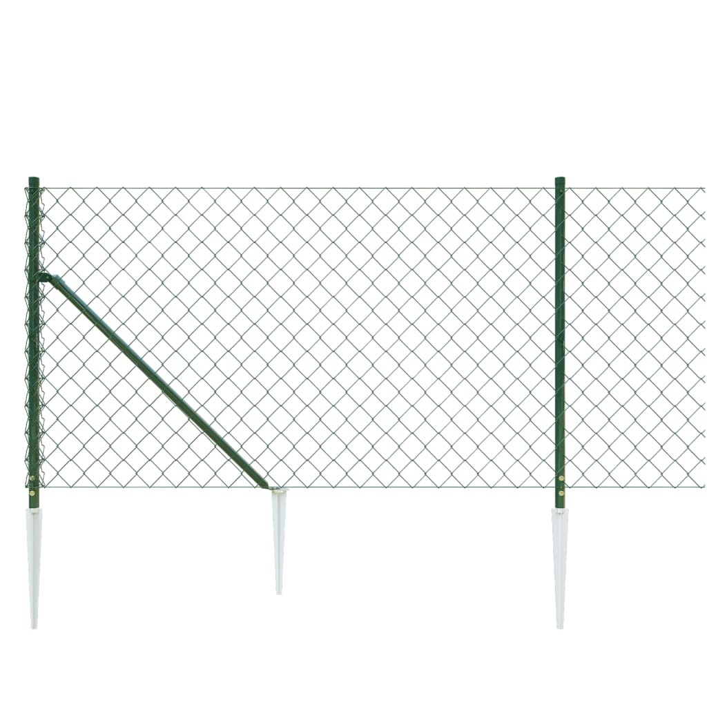 Berkfield Chain Link Fence with Spike Anchors Green 1.1x10 m