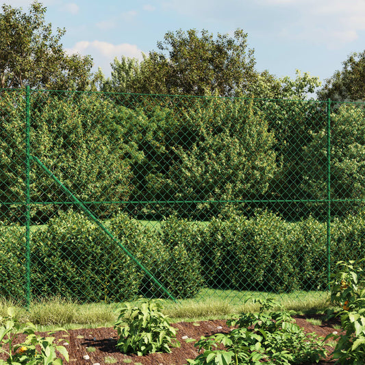 Berkfield Chain Link Fence with Spike Anchors Green 1.6x25 m