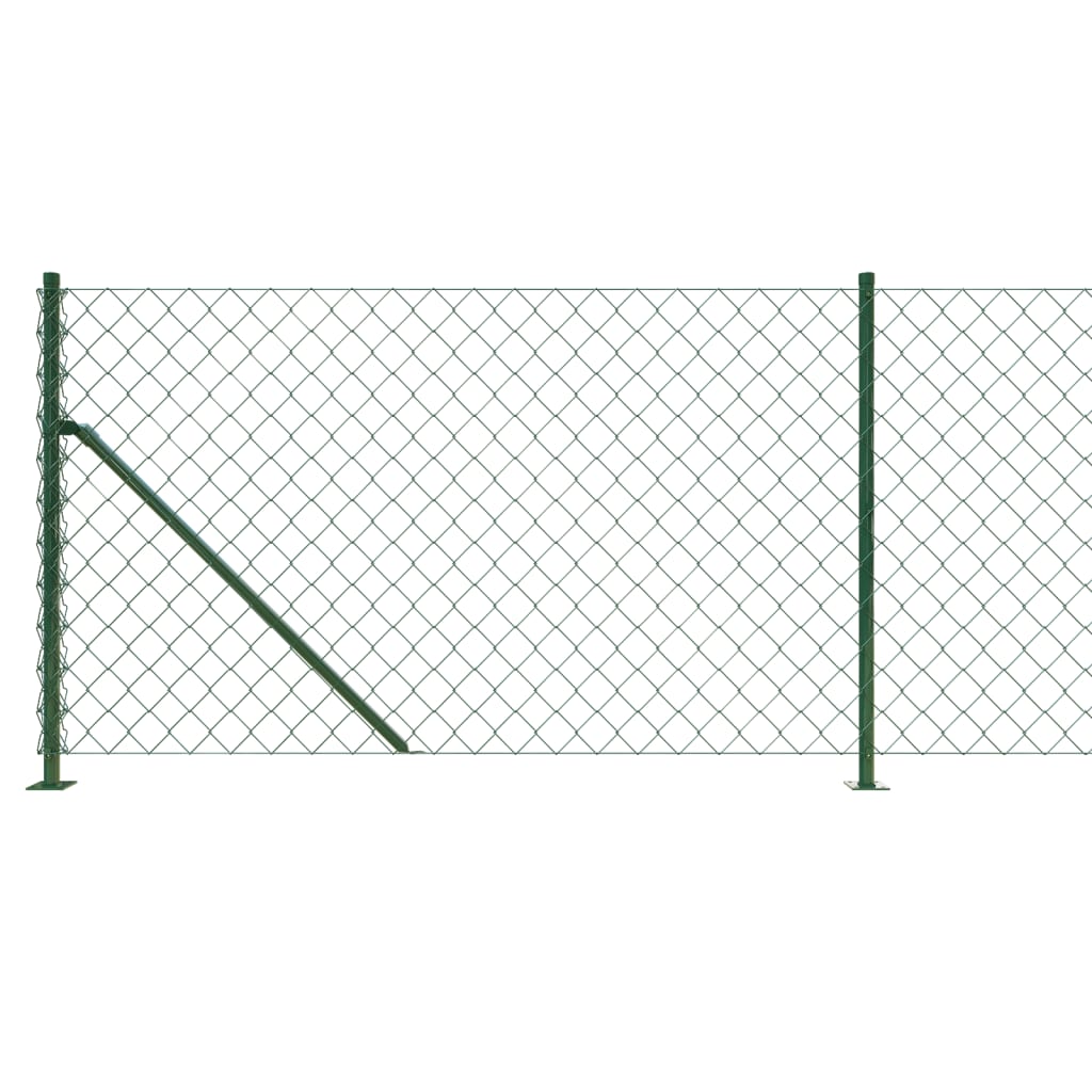 Berkfield Chain Link Fence with Flange Green 0.8x10 m