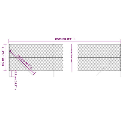 Berkfield Chain Link Fence Anthracite 1.8x10 m