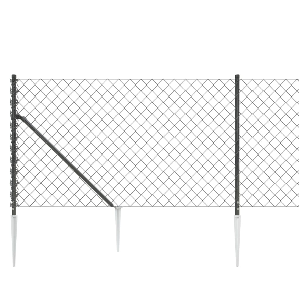 Berkfield Chain Link Fence with Spike Anchors Anthracite 0.8x25 m