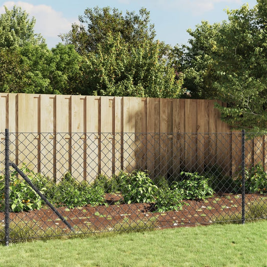 Berkfield Chain Link Fence with Flange Anthracite 1.1x10 m