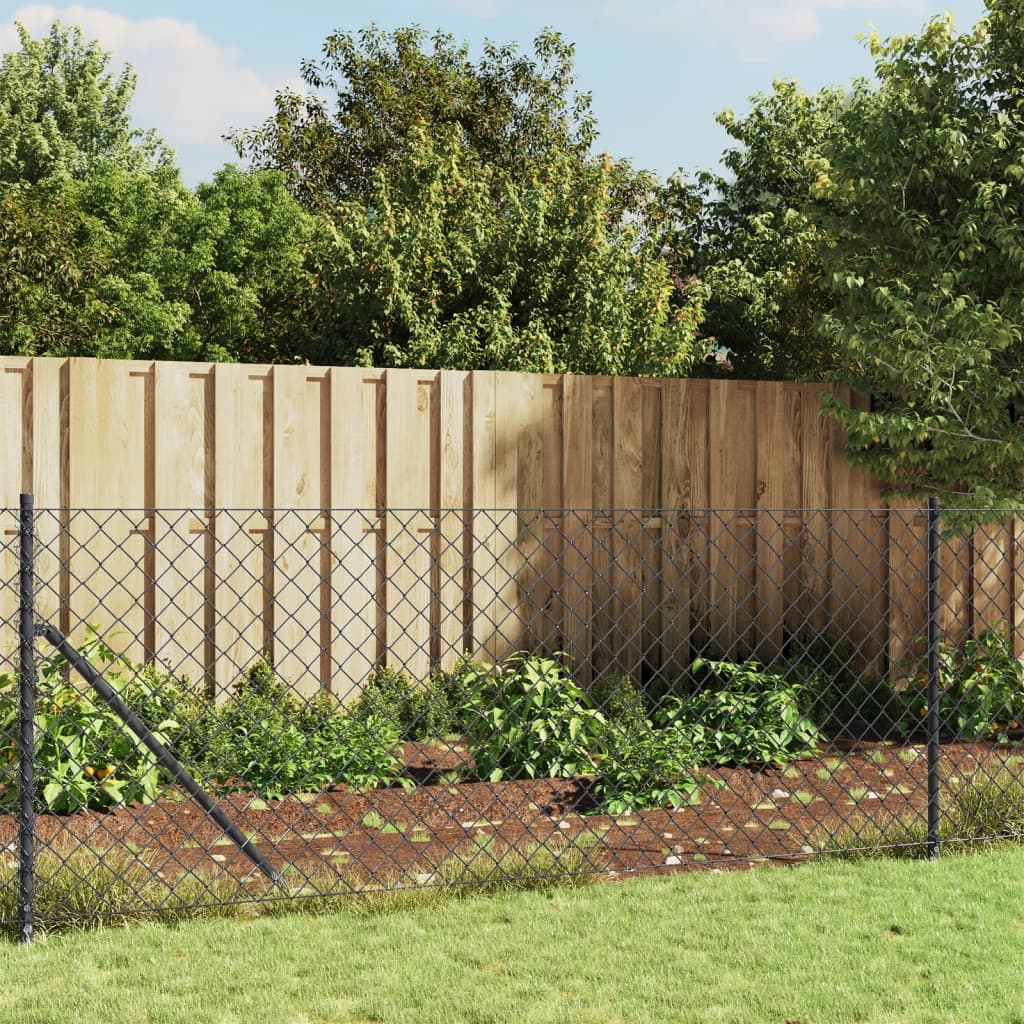 Berkfield Chain Link Fence with Flange Anthracite 1x25 m