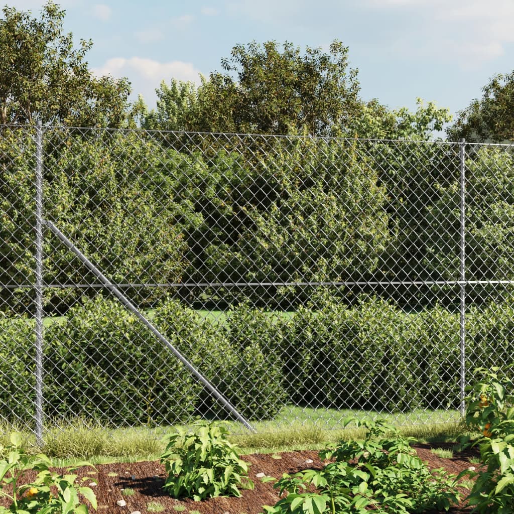 Berkfield Chain Link Fence with Spike Anchors Silver 2x10 m