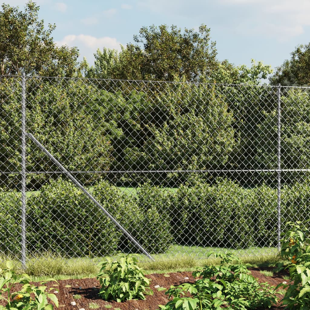 Berkfield Chain Link Fence with Spike Anchors Silver 1.8x25 m