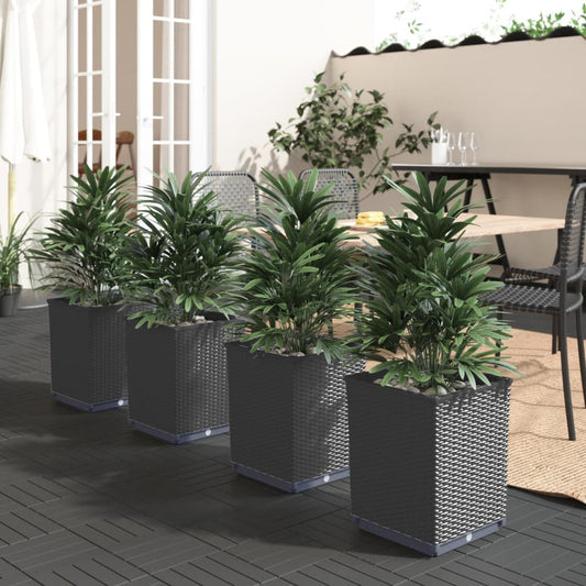 Berkfield Planters 4 pcs Black 30x30x37 cm Polypropylene