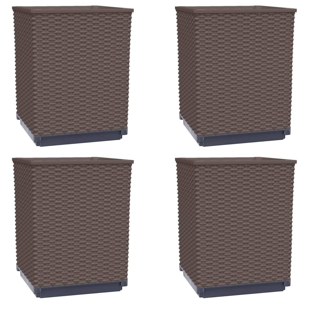 Berkfield Planters 4 pcs Brown 30x30x37 cm Polypropylene